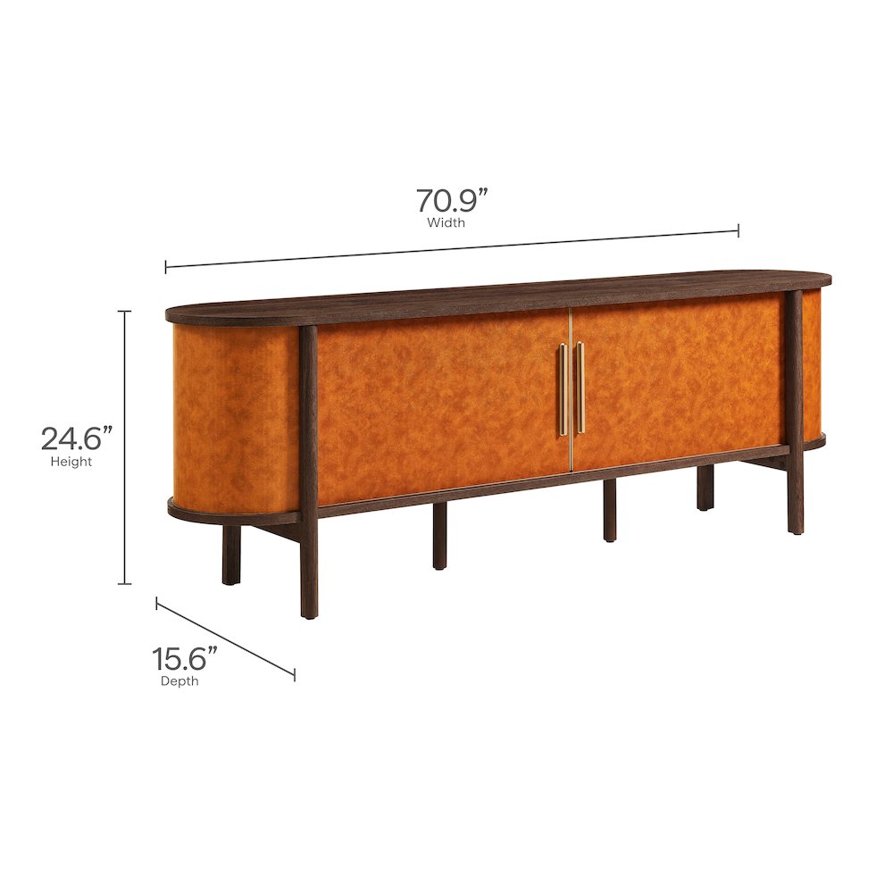 Coralie Curved 71" Vegan Leather Oval TV Stand
