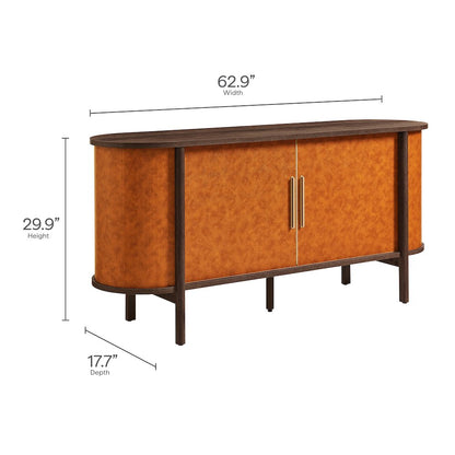 Coralie Curved Vegan Leather Oval Sideboard