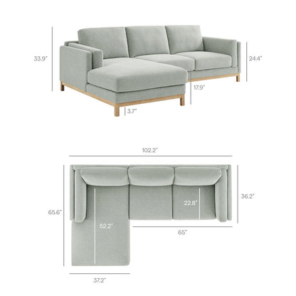 Roscoe Left-Facing Fabric Sectional Sofa with Chaise