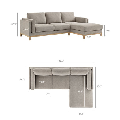 Roscoe Right-Facing Fabric Sectional Sofa with Chaise