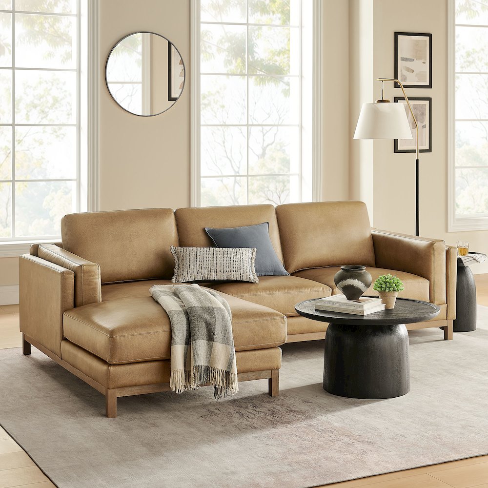 Roscoe Left-Facing Vegan Leather Sectional Sofa with Chaise