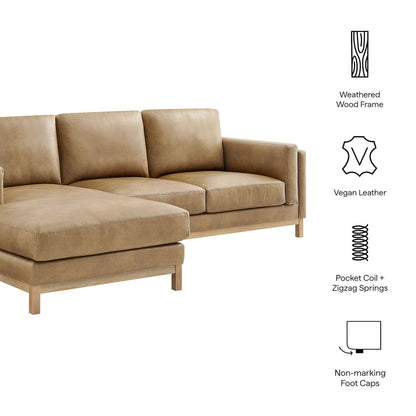 Roscoe Left-Facing Vegan Leather Sectional Sofa with Chaise