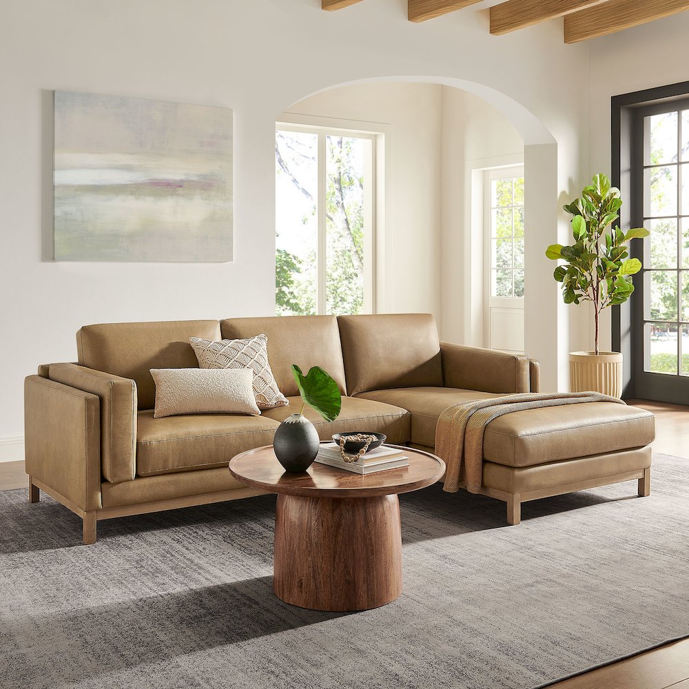 Roscoe Right-Facing Vegan Leather Sectional Sofa with Chaise