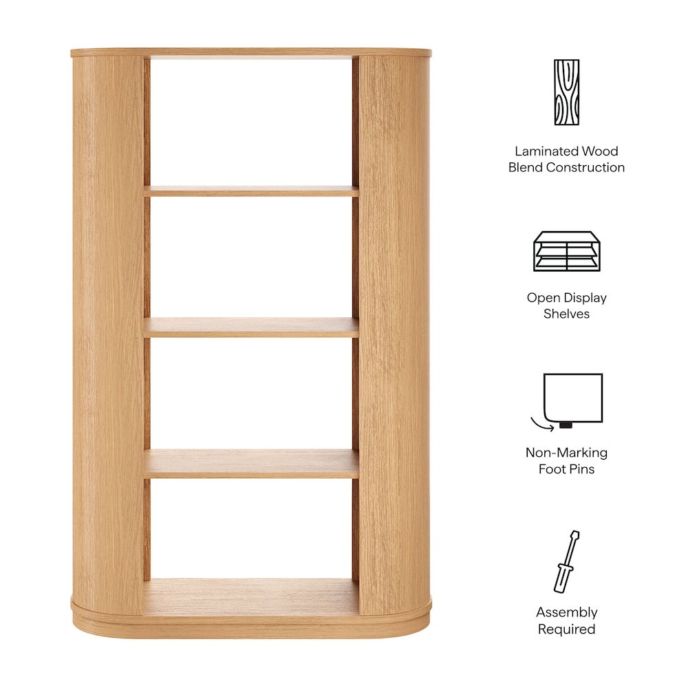 Aspect 74 Inch Curved 4 Tier Bookshelf