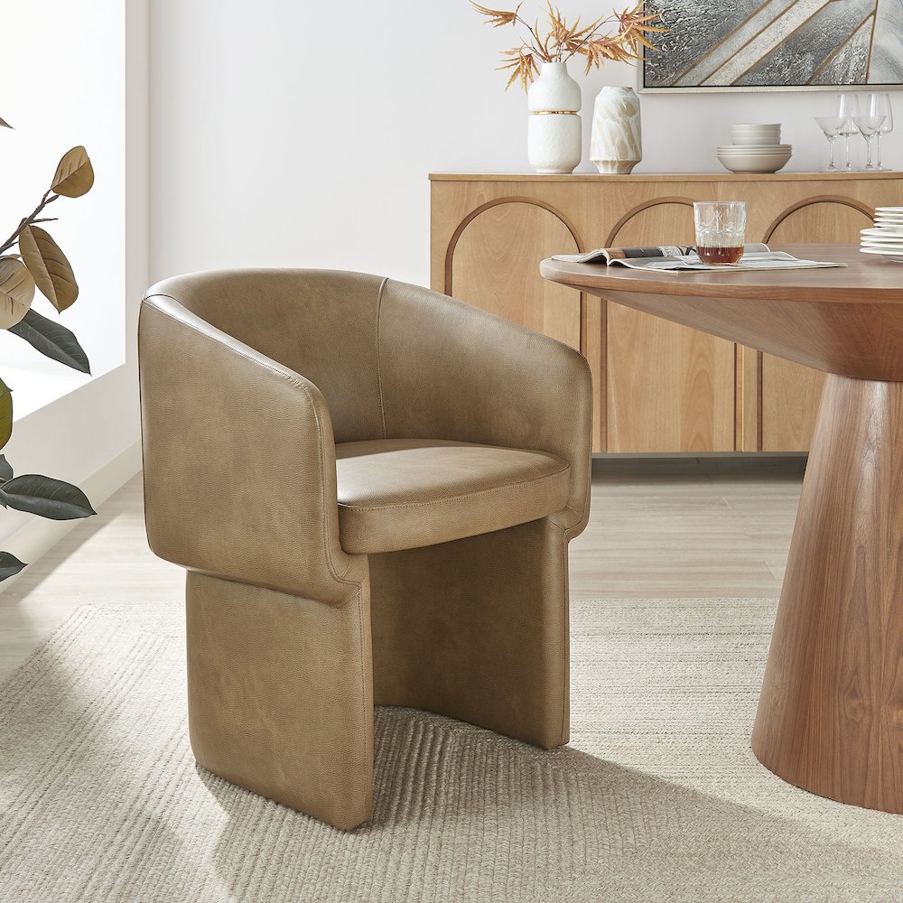 Verity Barrel Back Vegan Leather Dining Chair