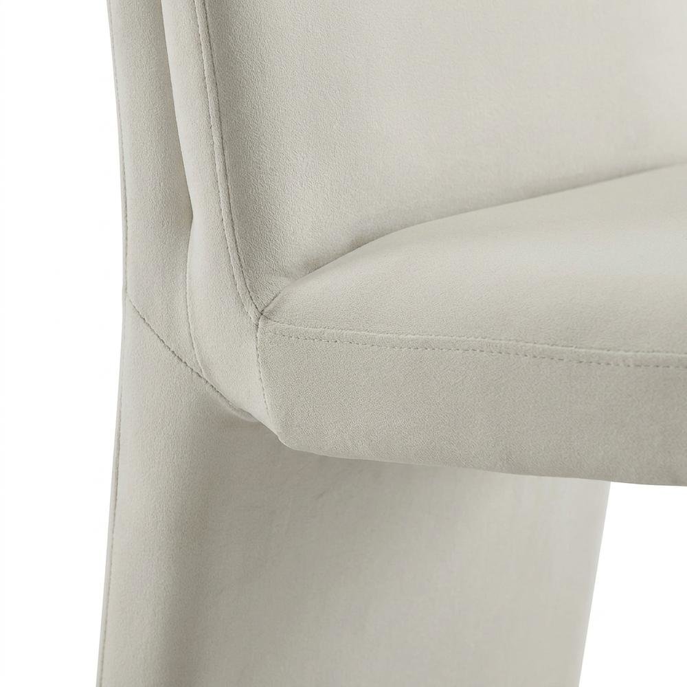 Upholstered Performance Velvet Dining Side Chair, Alabaster