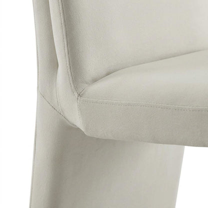 Upholstered Performance Velvet Dining Side Chair, Alabaster
