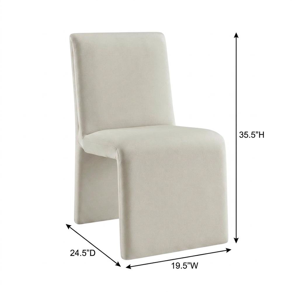 Upholstered Performance Velvet Dining Side Chair, Alabaster