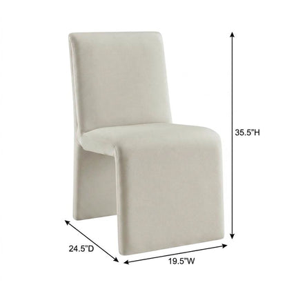 Upholstered Performance Velvet Dining Side Chair, Alabaster