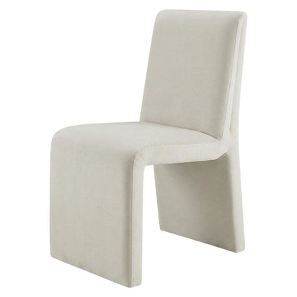 Upholstered Performance Velvet Dining Side Chair, Alabaster