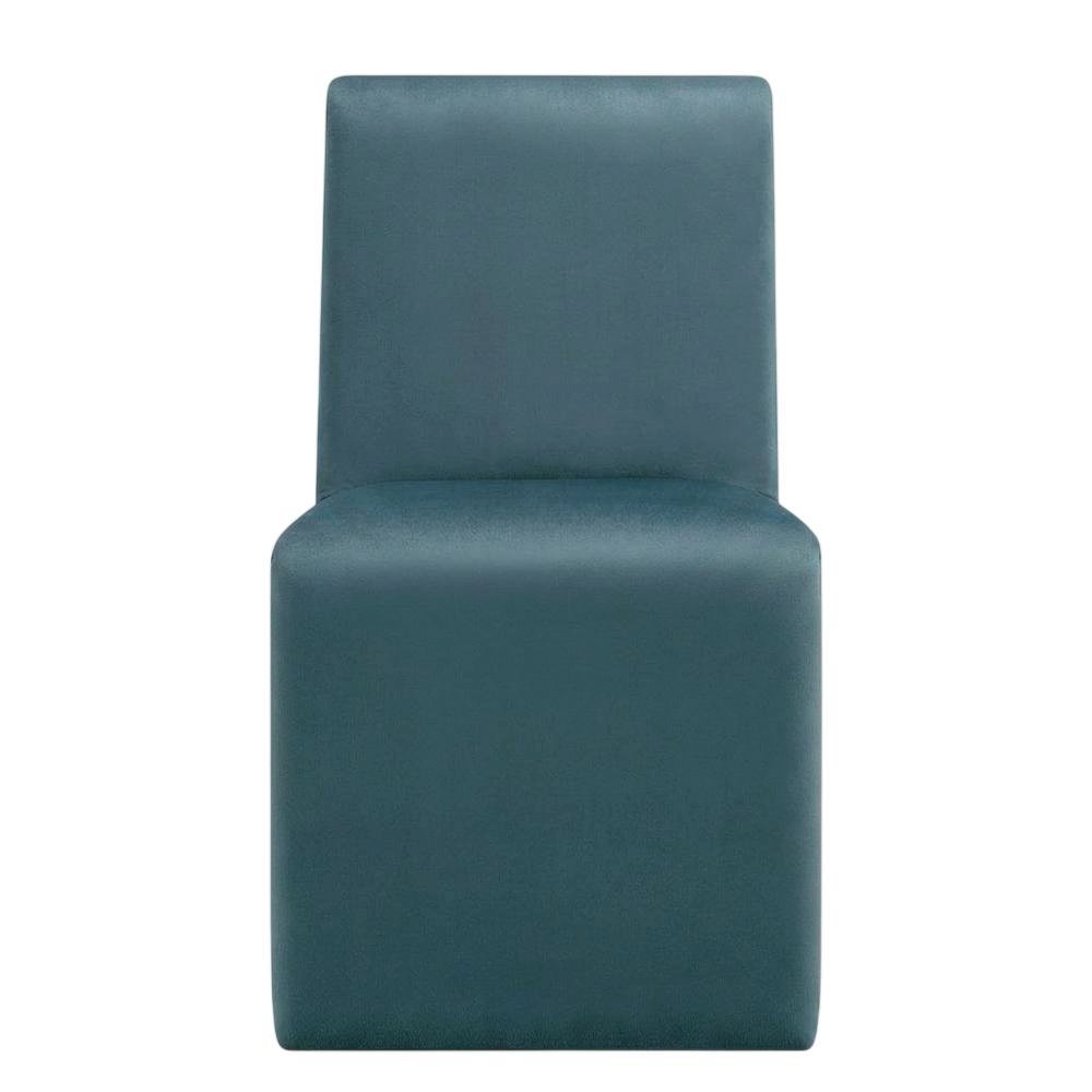 Upholstered Performance Velvet Dining Side Chair, Cadet Blue