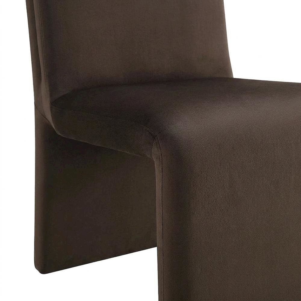 Upholstered Performance Velvet Dining Side Chair, Chocolate