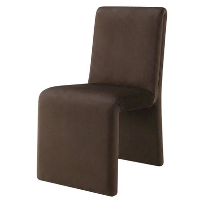 Upholstered Performance Velvet Dining Side Chair, Chocolate
