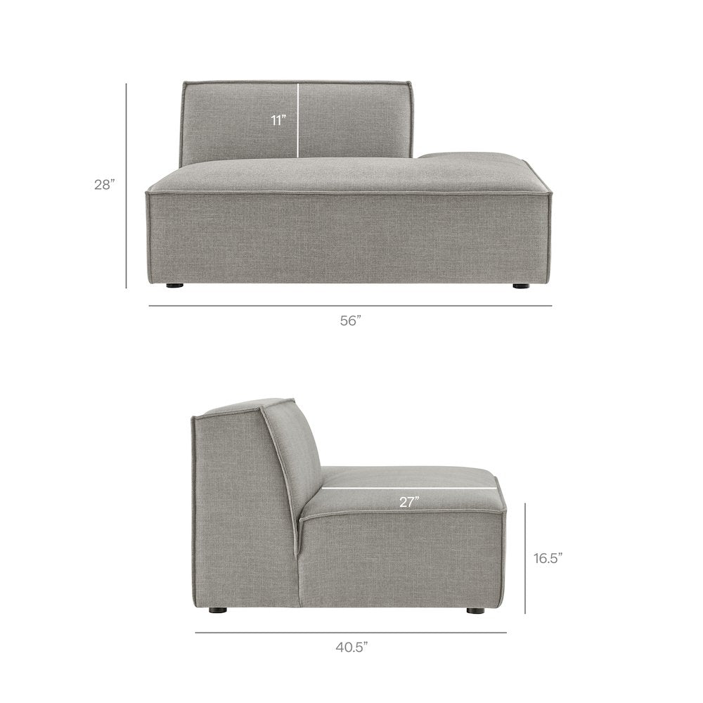 Restore Performance Fabric Upholstered Right-Facing Armless Modular Chaise
