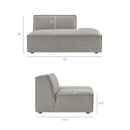 Restore Performance Fabric Upholstered Right-Facing Armless Modular Chaise