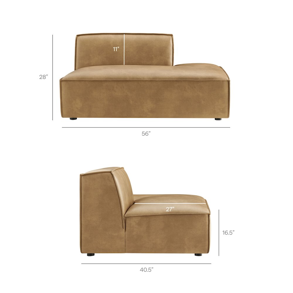 Restore Vegan Leather Right-Facing Armless Modular Chaise
