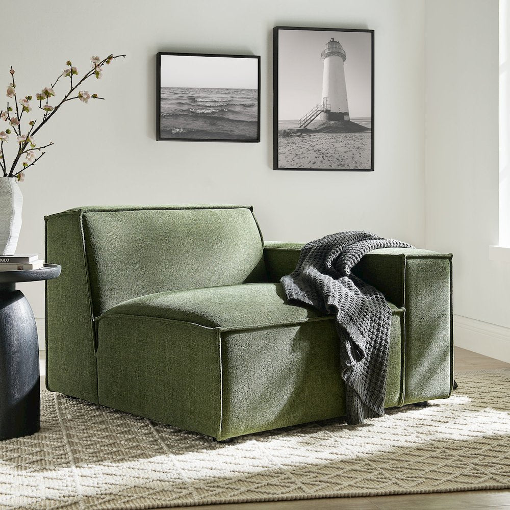 Restore Performance Fabric Upholstered Right-Facing Modular Lounge Chair
