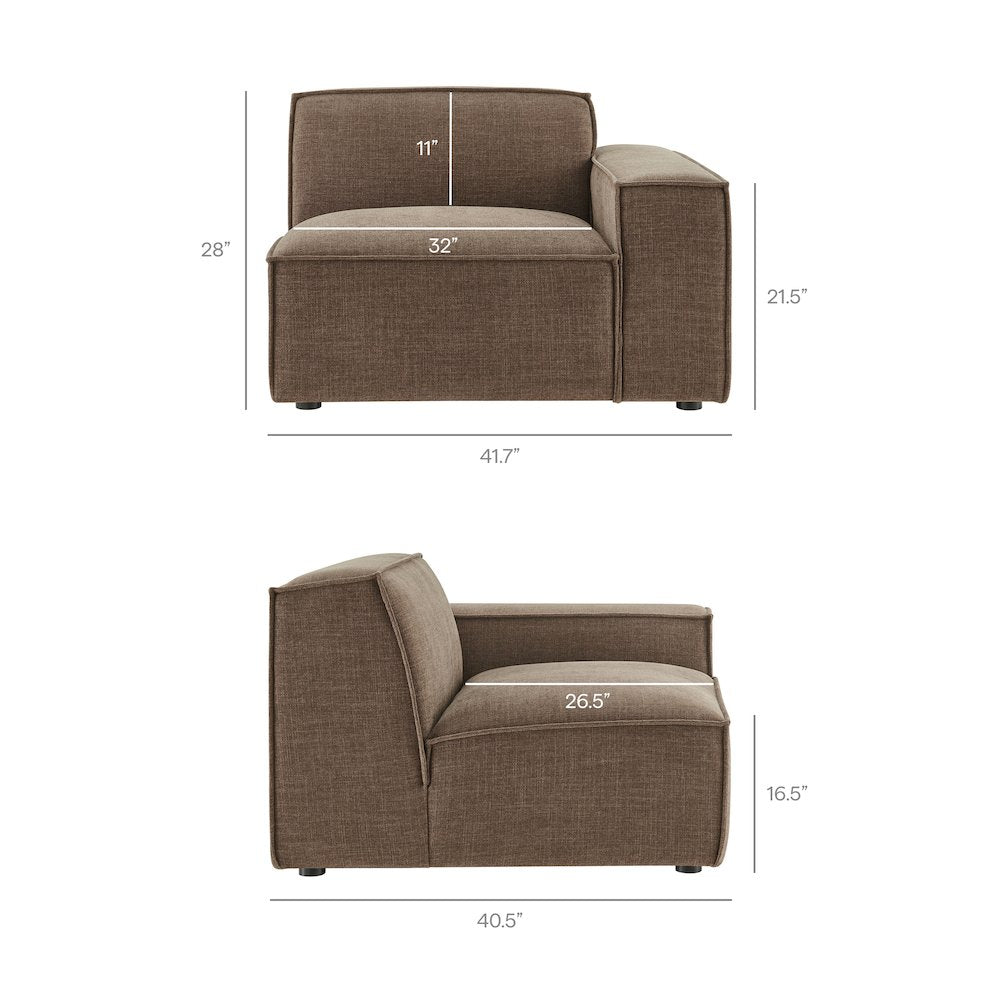 Restore Performance Fabric Upholstered Right-Facing Modular Lounge Chair