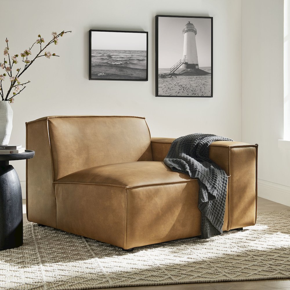 Restore Vegan Leather Right-Facing Modular Lounge Chair