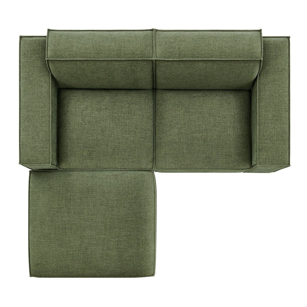 Restore 3-Piece Performance Fabric Upholstered Modular Loveseat with Ottoman