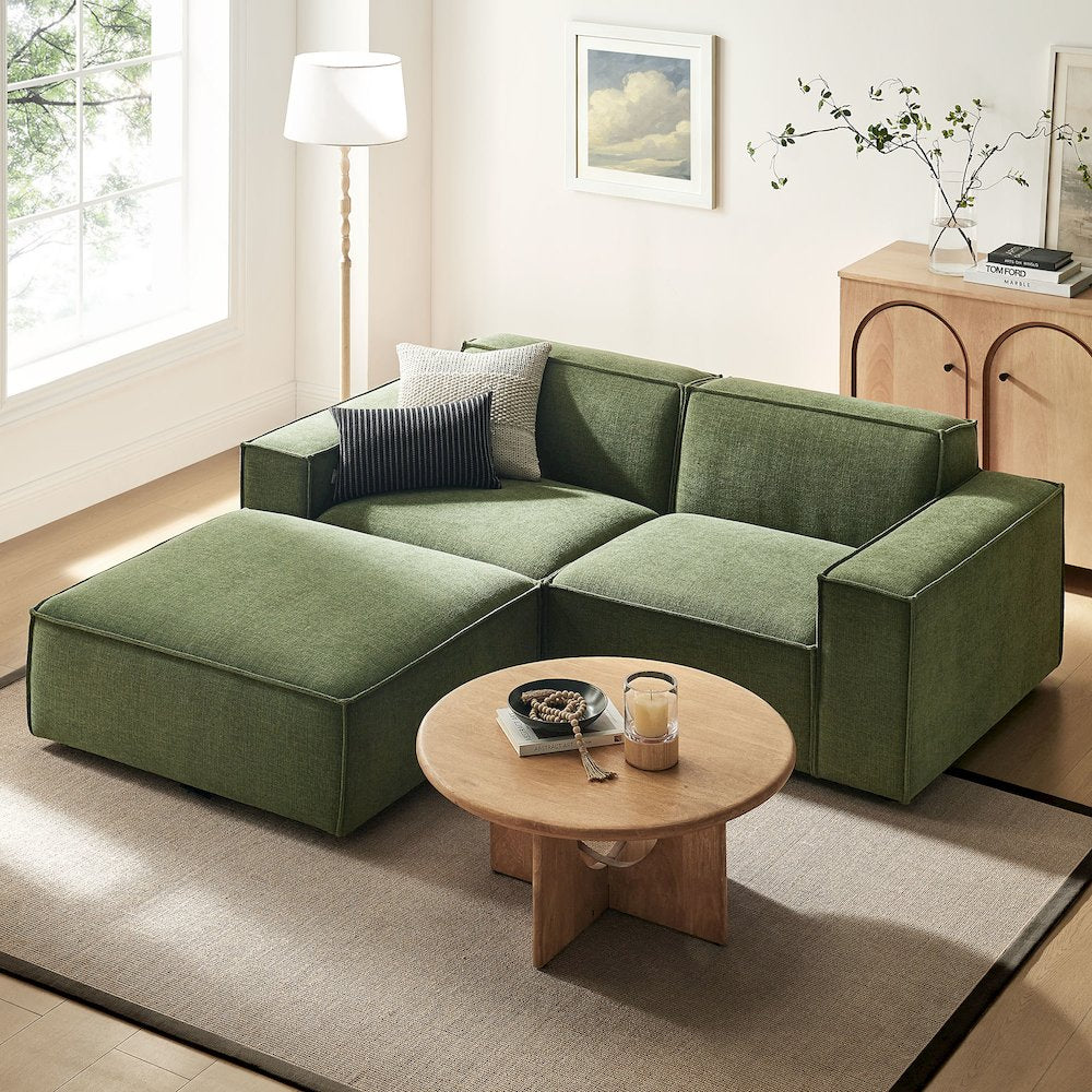 Restore 3-Piece Performance Fabric Upholstered Modular Loveseat with Ottoman