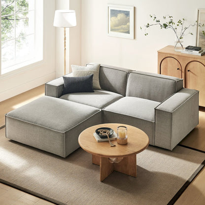 Restore 3-Piece Performance Fabric Upholstered Modular Loveseat with Ottoman