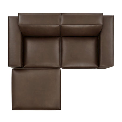 Restore 3-Piece Vegan Leather Modular Loveseat with Ottoman