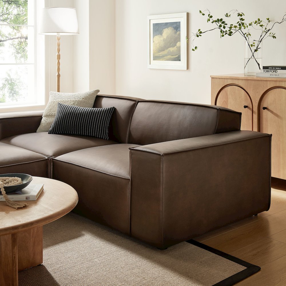 Restore 3-Piece Vegan Leather Modular Loveseat with Ottoman