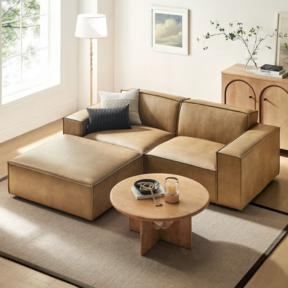 Restore 3-Piece Vegan Leather Modular Loveseat with Ottoman