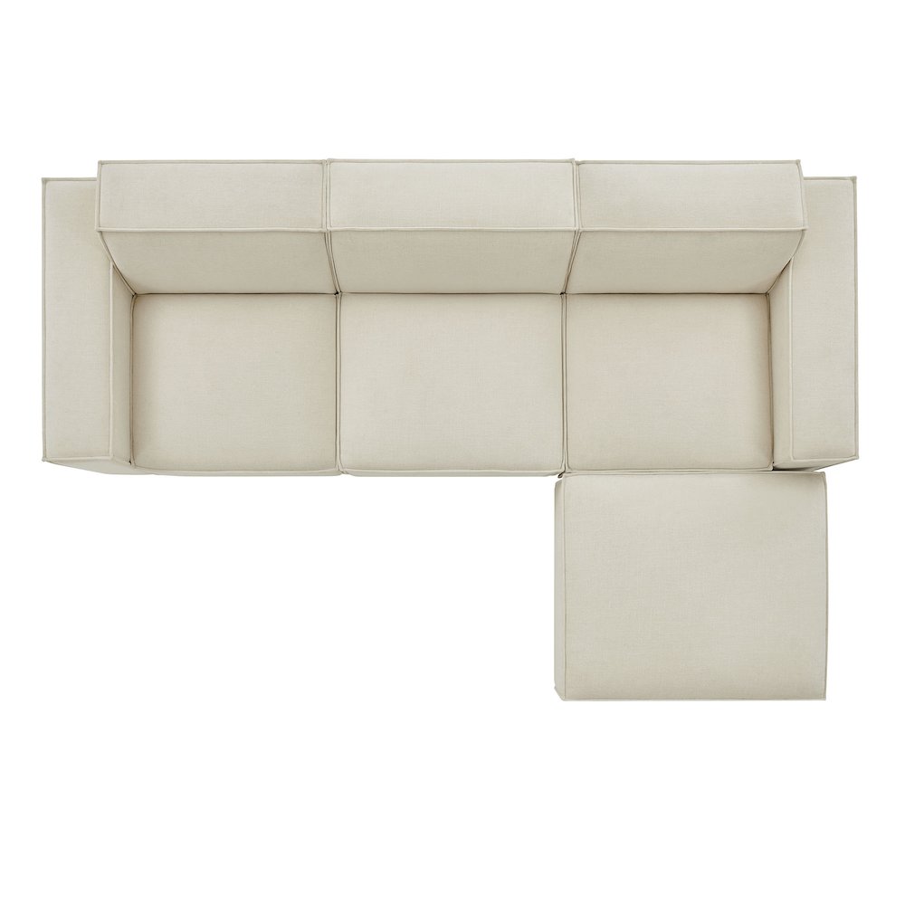 Restore 4-Piece Performance Fabric Upholstered Modular Sofa Set with Ottoman