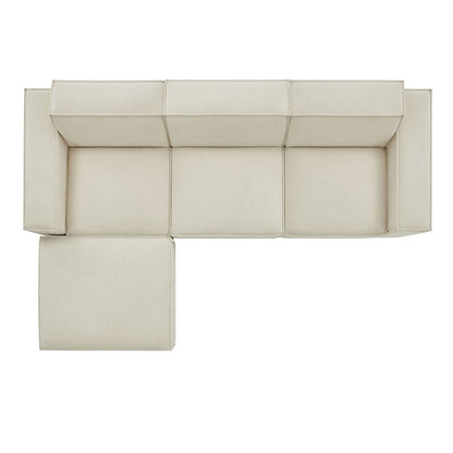 Restore 4-Piece Performance Fabric Upholstered Modular Sofa Set with Ottoman