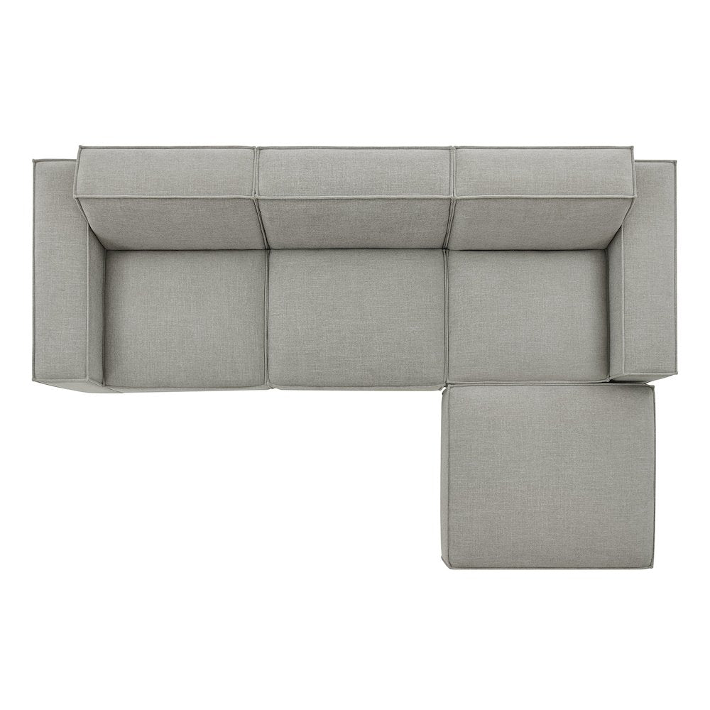 Restore 4-Piece Performance Fabric Upholstered Modular Sofa Set with Ottoman