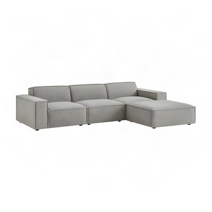 Performance Fabric Modular Sectional Sofa with Ottoman, Set of 4, Pewter