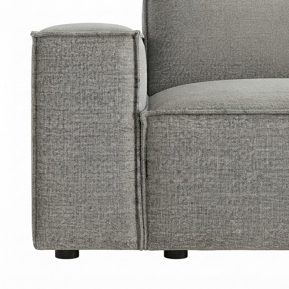 Performance Fabric Modular Sectional Sofa with Ottoman, Set of 4, Pewter