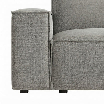 Performance Fabric Modular Sectional Sofa with Ottoman, Set of 4, Pewter