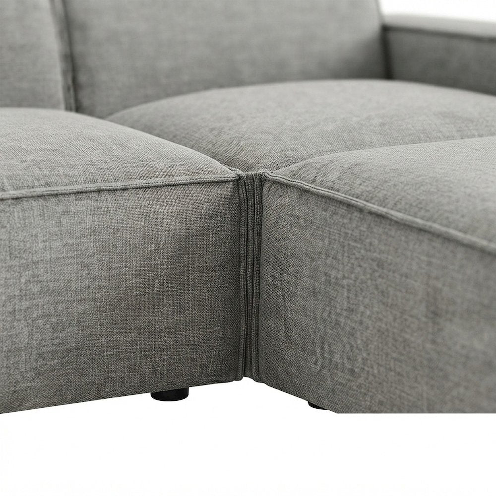 Performance Fabric Modular Sectional Sofa with Ottoman, Set of 4, Pewter