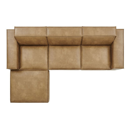 Restore 4-Piece Vegan Leather Modular Sofa Set with Ottoman