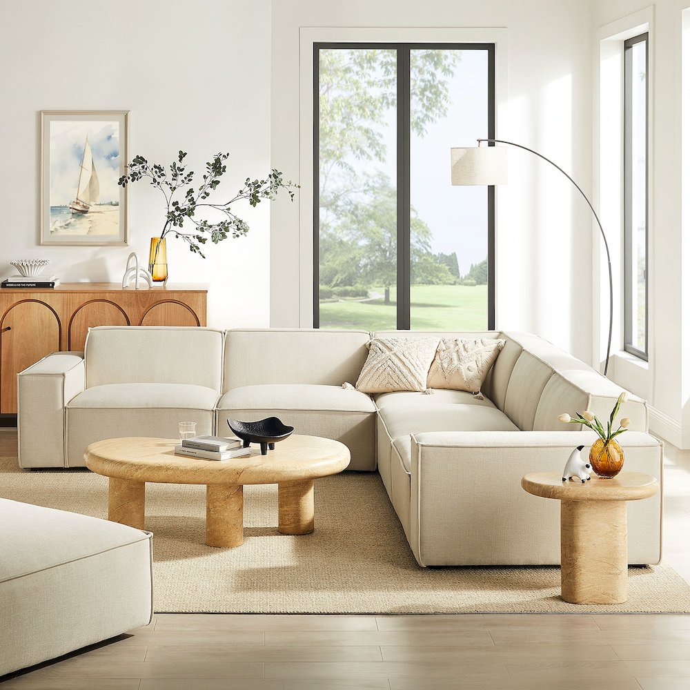Restore 5-Piece Performance Fabric Upholstered Modular L-Shaped Sofa