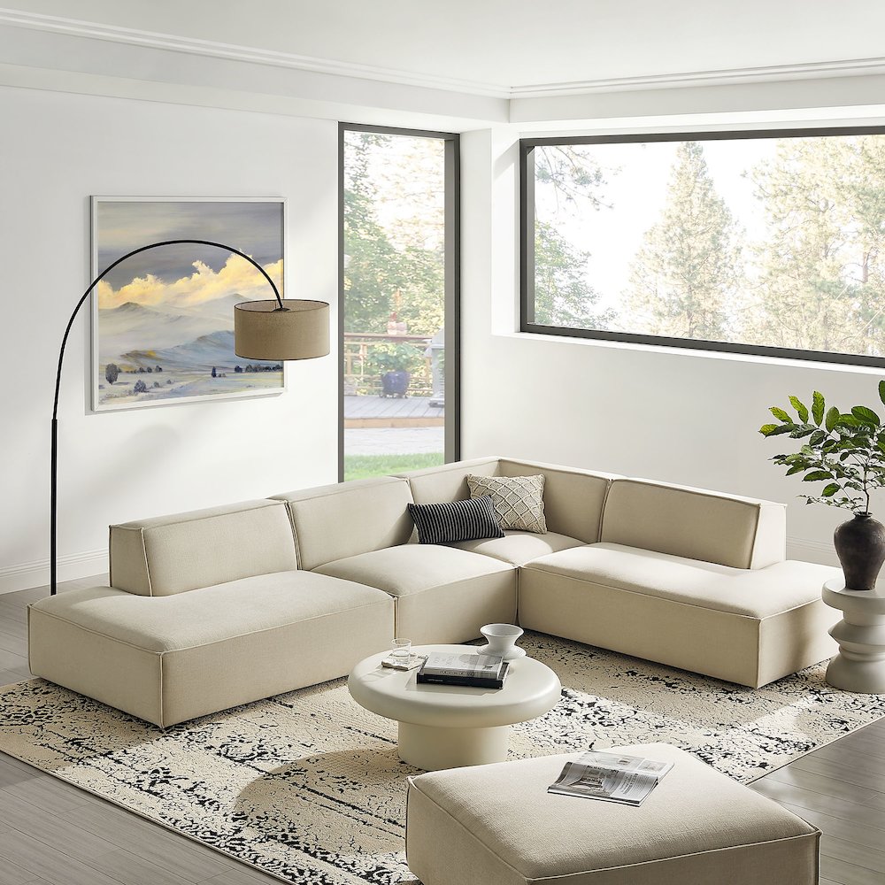 Restore 4-Piece Performance Fabric Modular L-Shaped Armless Sect. Sofa