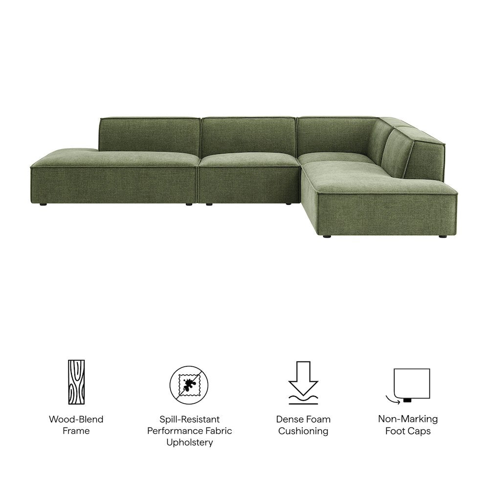 Restore 4-Piece Performance Fabric Modular L-Shaped Armless Sect. Sofa