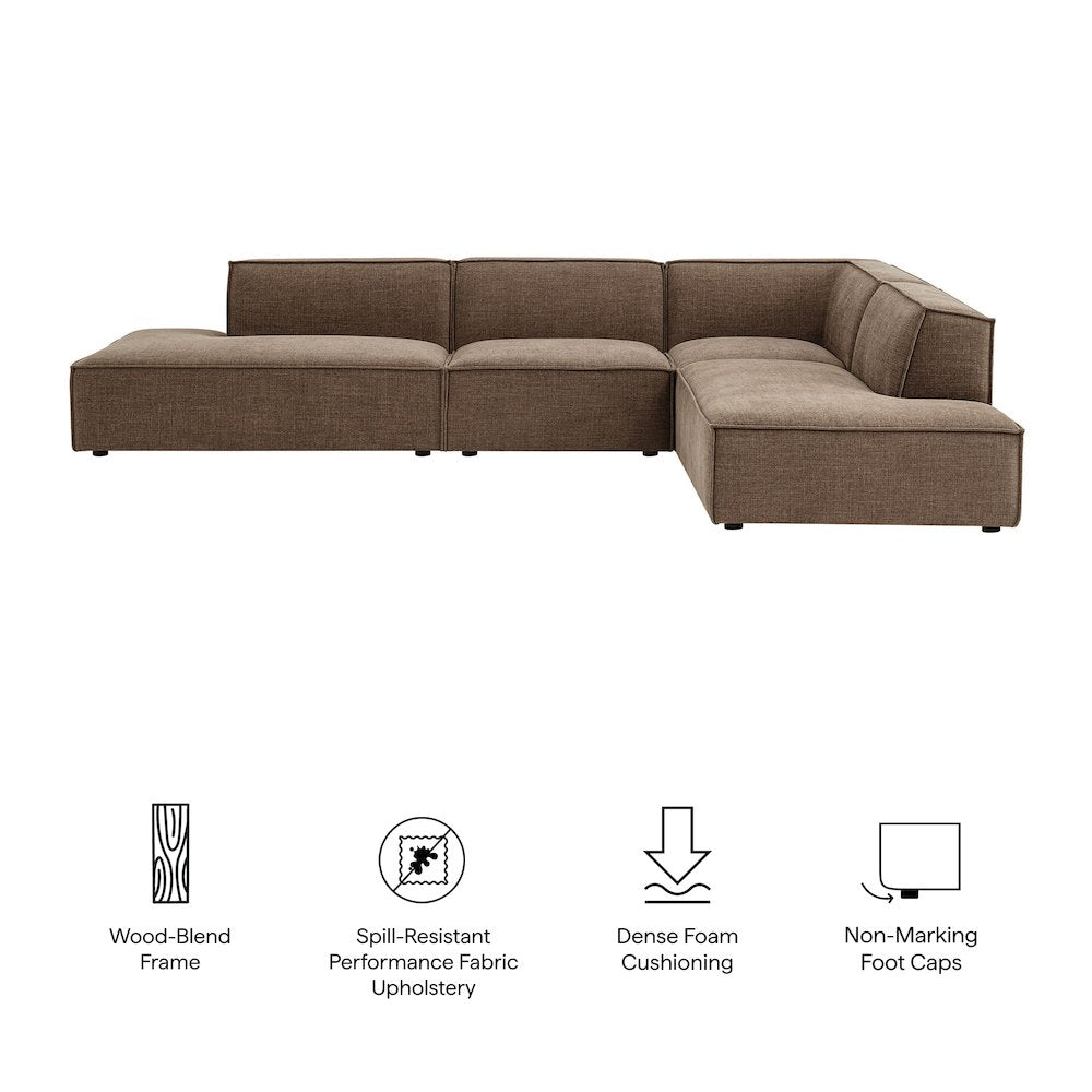 Restore 4-Piece Performance Fabric Modular L-Shaped Armless Sect. Sofa