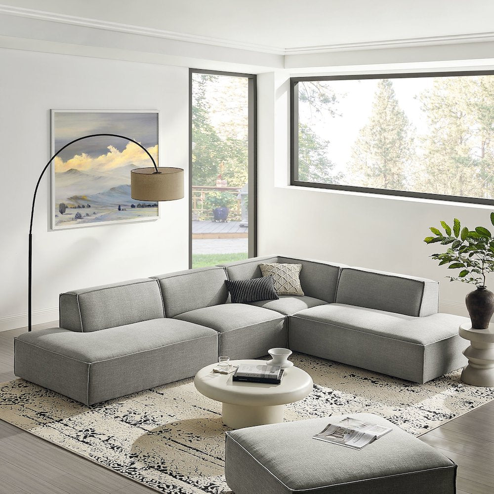 Restore 4-Piece Performance Fabric Modular L-Shaped Armless Sect. Sofa
