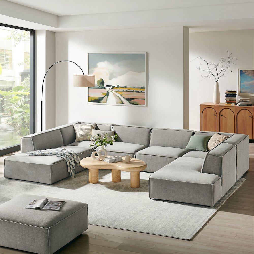 Restore 6-Piece Performance Fabric Upholstered U-Shaped Sectional Sofa