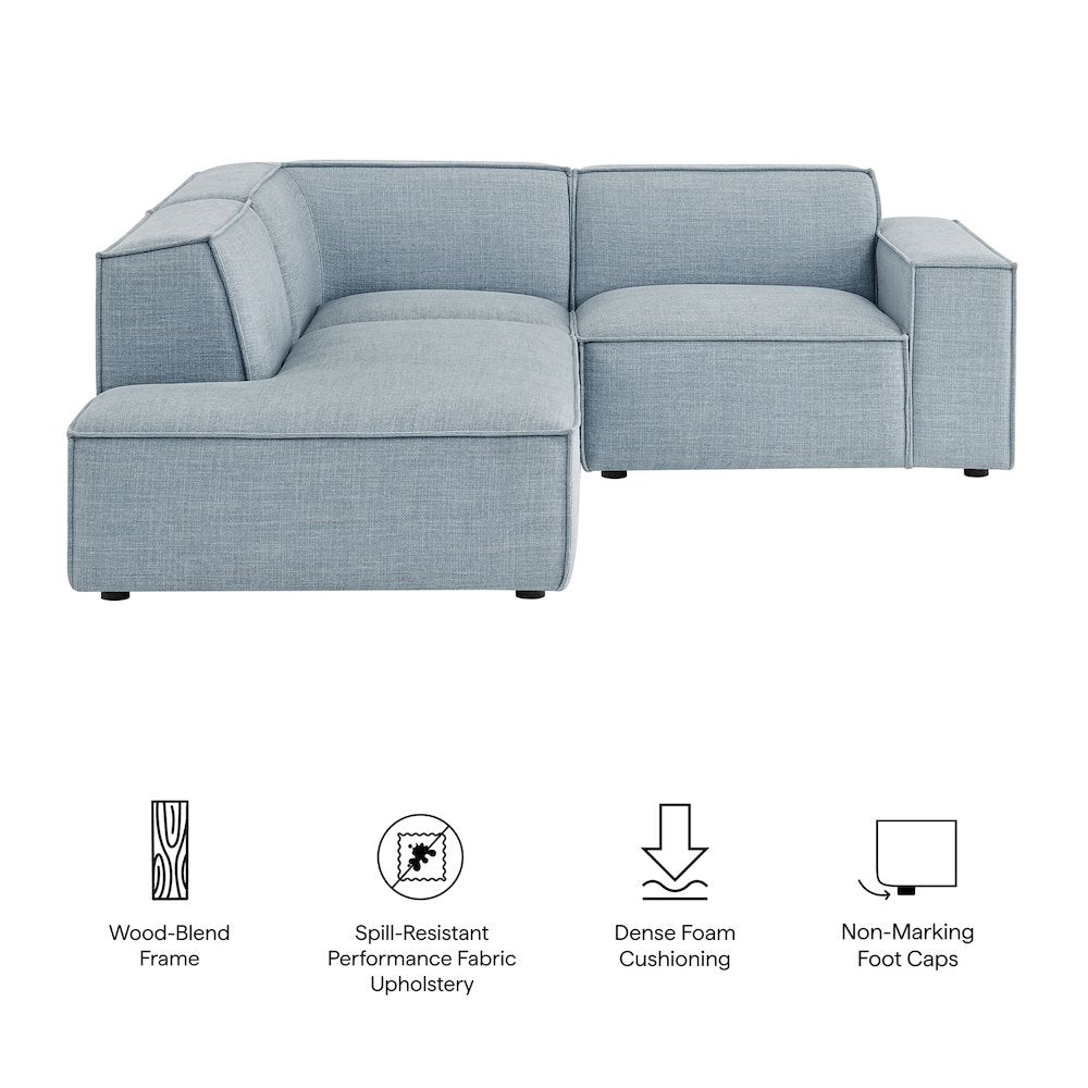 Restore 3-Piece Performance Fabric Upholstered Modular L-Shaped Sectional Sofa