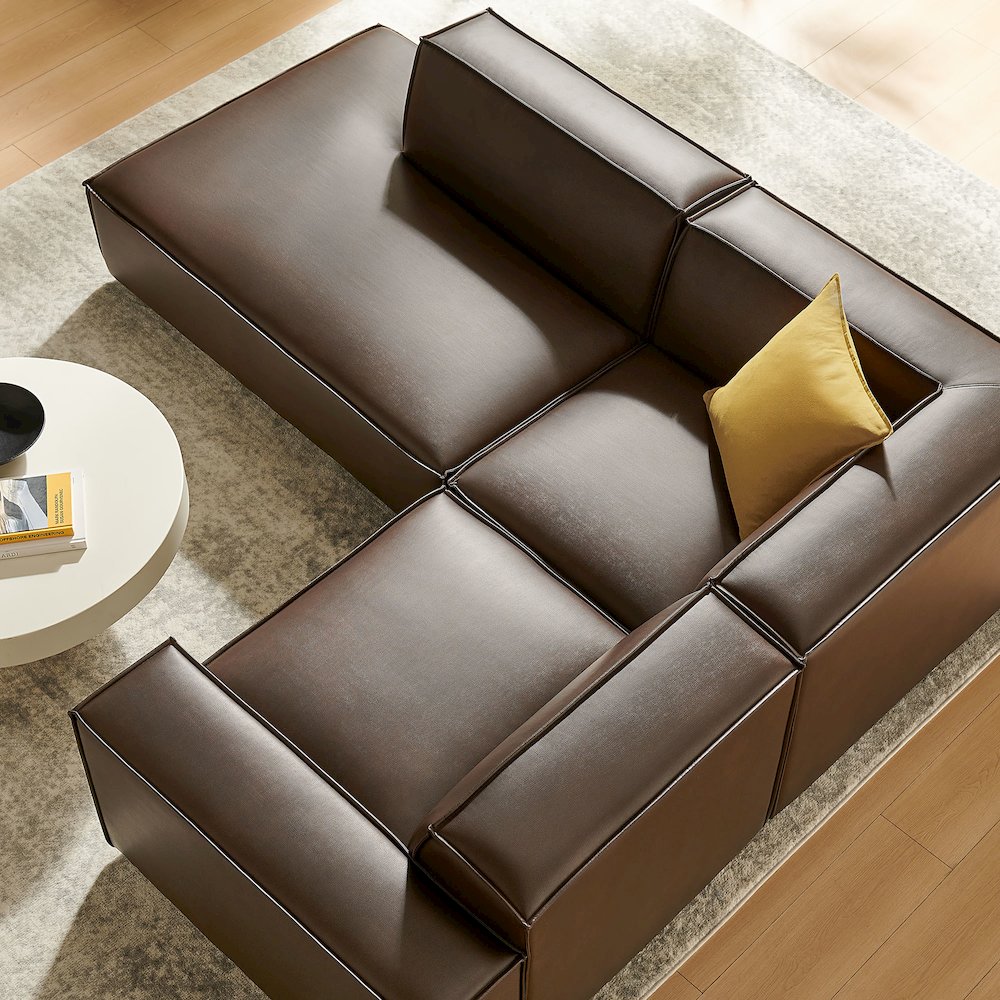 Restore 3-Piece Vegan Leather Modular L-Shaped Sectional Sofa