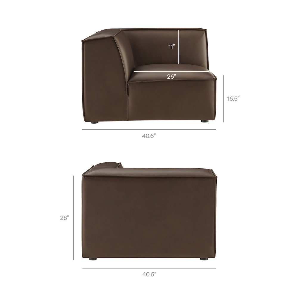 Restore 3-Piece Vegan Leather Modular L-Shaped Sectional Sofa