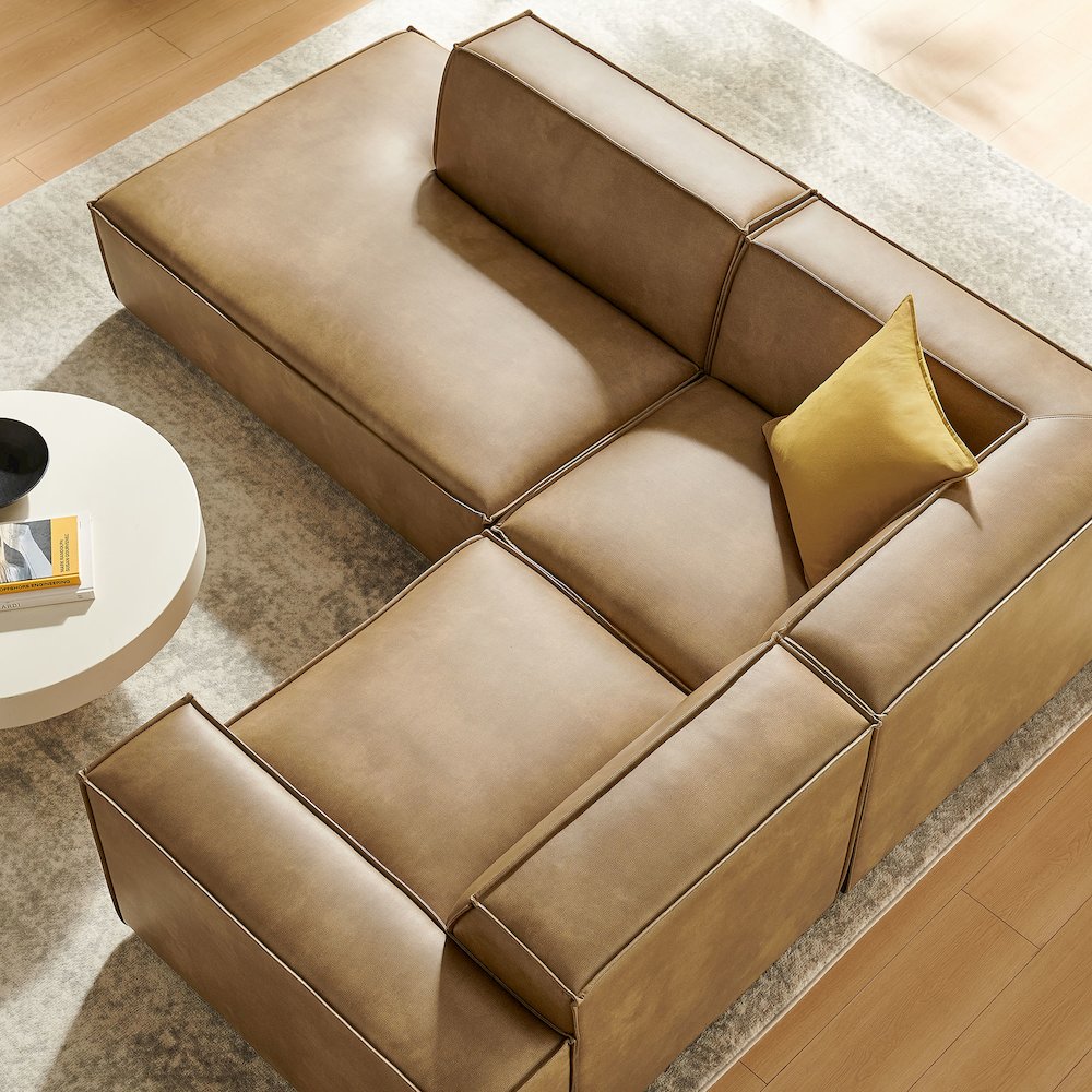 Restore 3-Piece Vegan Leather Modular L-Shaped Sectional Sofa
