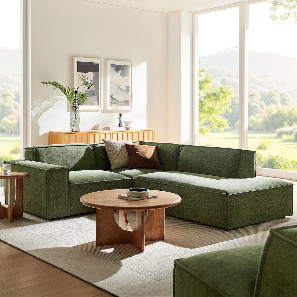 Restore 3-Piece Performance Fabric Upholstered Modular L-Shaped Sectional Sofa