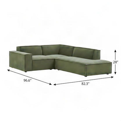 Performance Fabric Modular L-Shaped Sectional Couch, Set of 3, Foliage