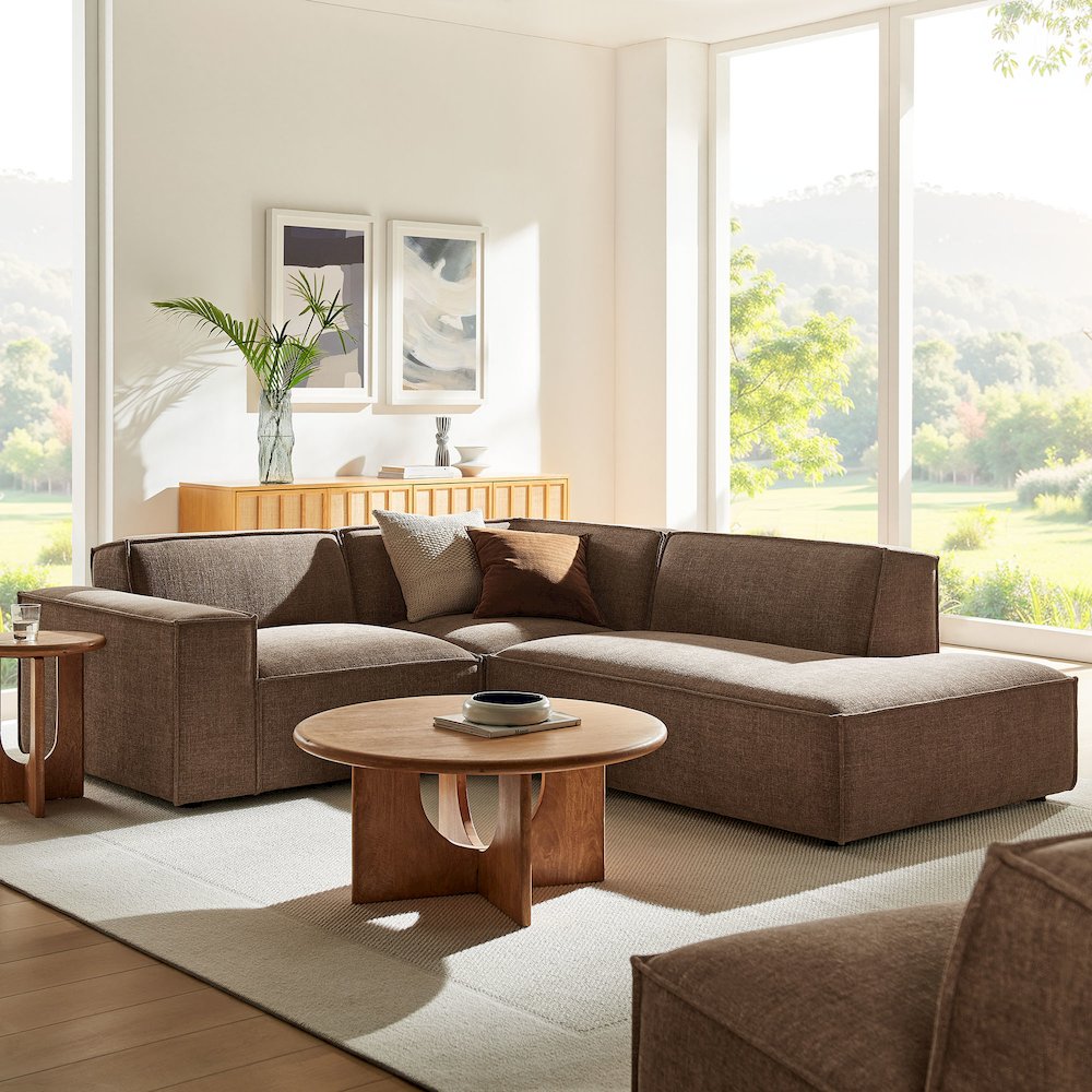 Restore 3-Piece Performance Fabric Upholstered Modular L-Shaped Sectional Sofa